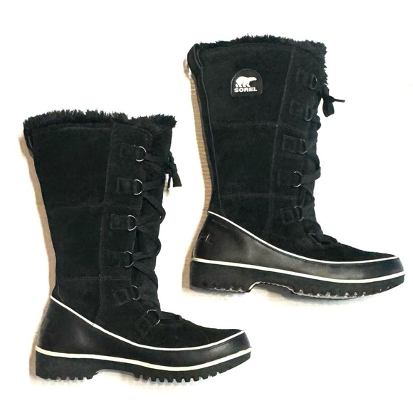 Sorel Tivoli High Il Snow Boots Waterproof Suede Leather Black Size 8 - Picture 4 of 11